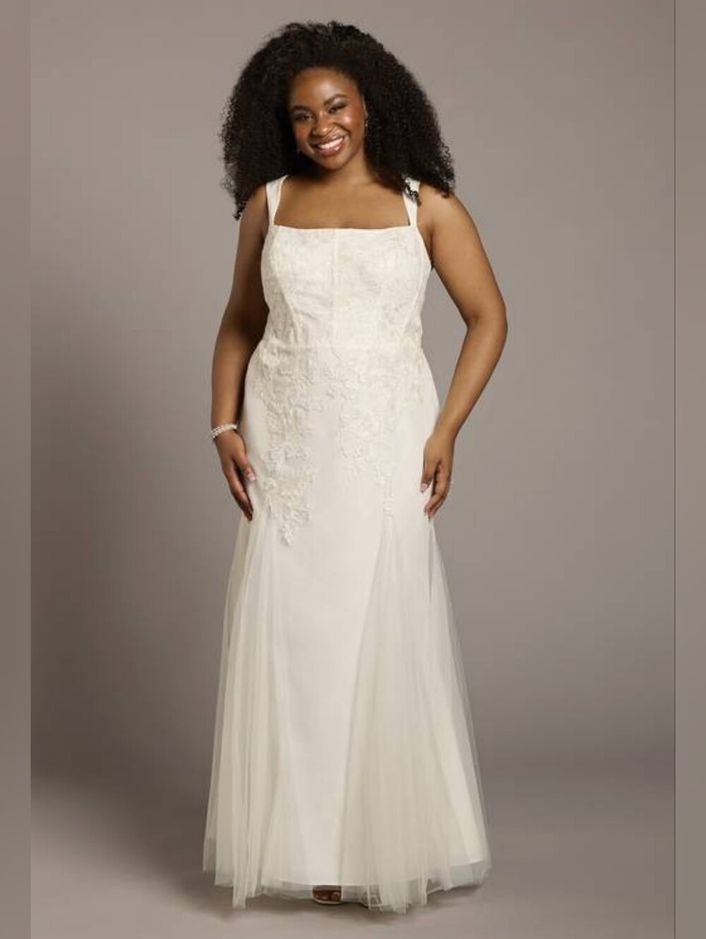 Ivory Tulle Lace Applique Romantic Corset Sequin Mermaid Wedding Dress, 12